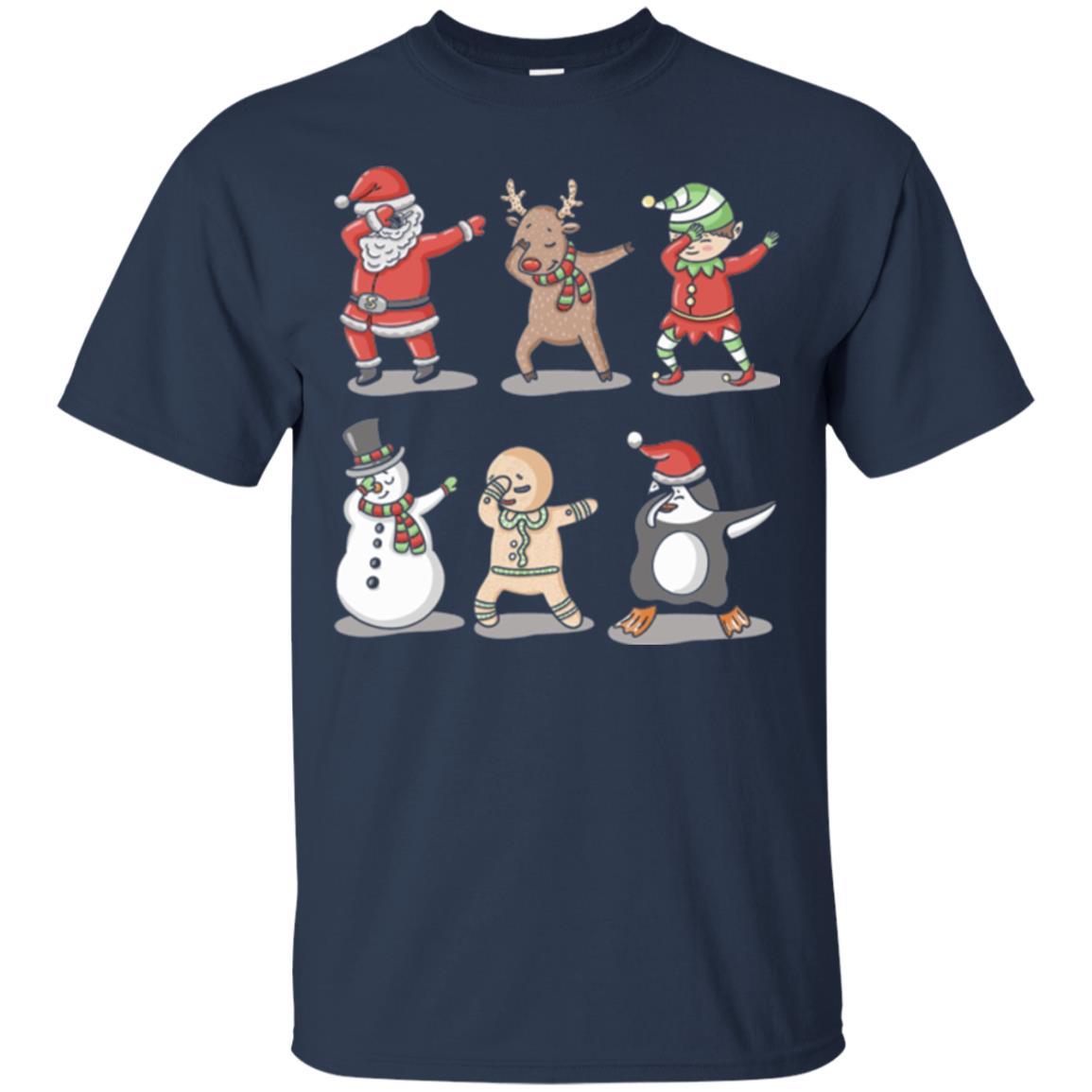 Christmas T-shirt Dabbing Santa Ugly Sweater Navy