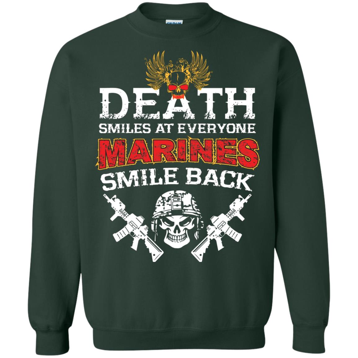 Death Smiles At Everyone Marines Smile Back Shirt Forest Green