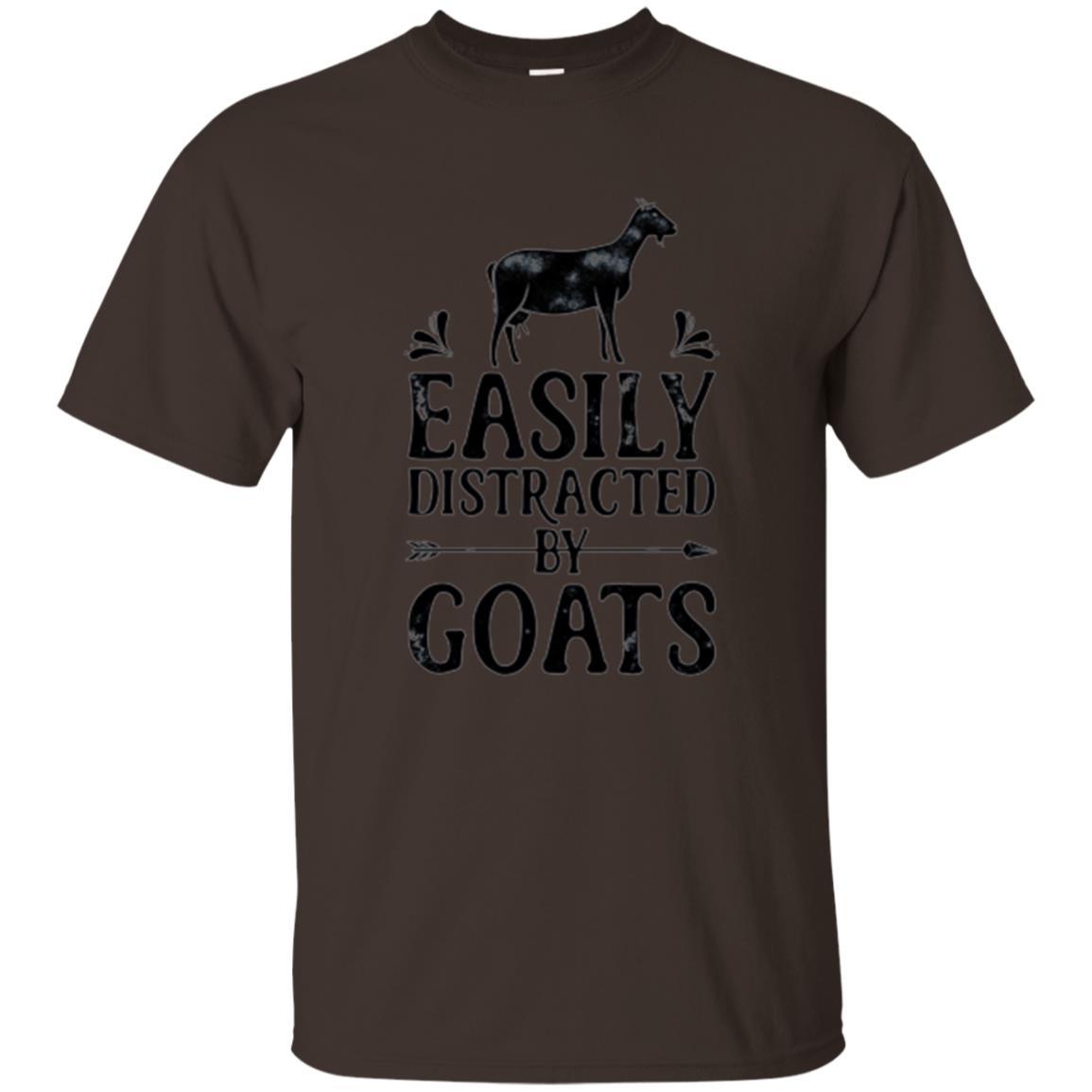 Goat Lover T-shirt Easily Distracted By Goats Dark Chocolate