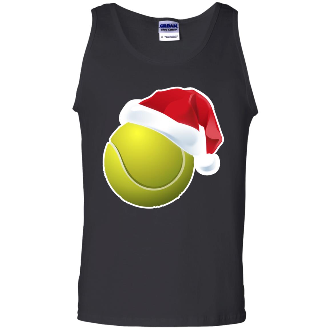 Tennis With Santa Claus Hat X-mas Shirt For Tennis Lovers Black