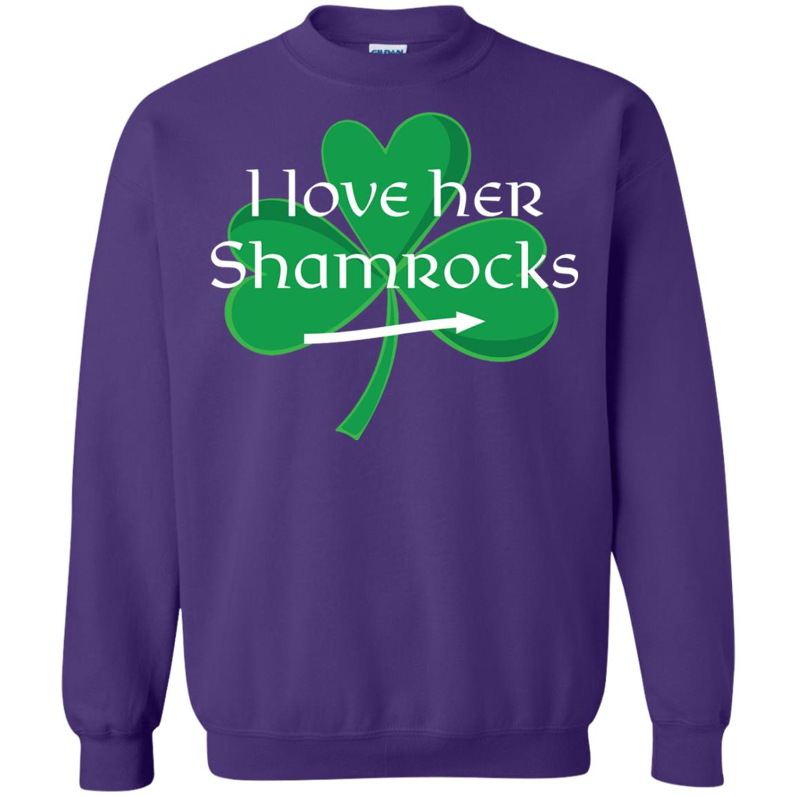 Saint Patrick_s Day T-shirt I Love Her Shamrocks Purple