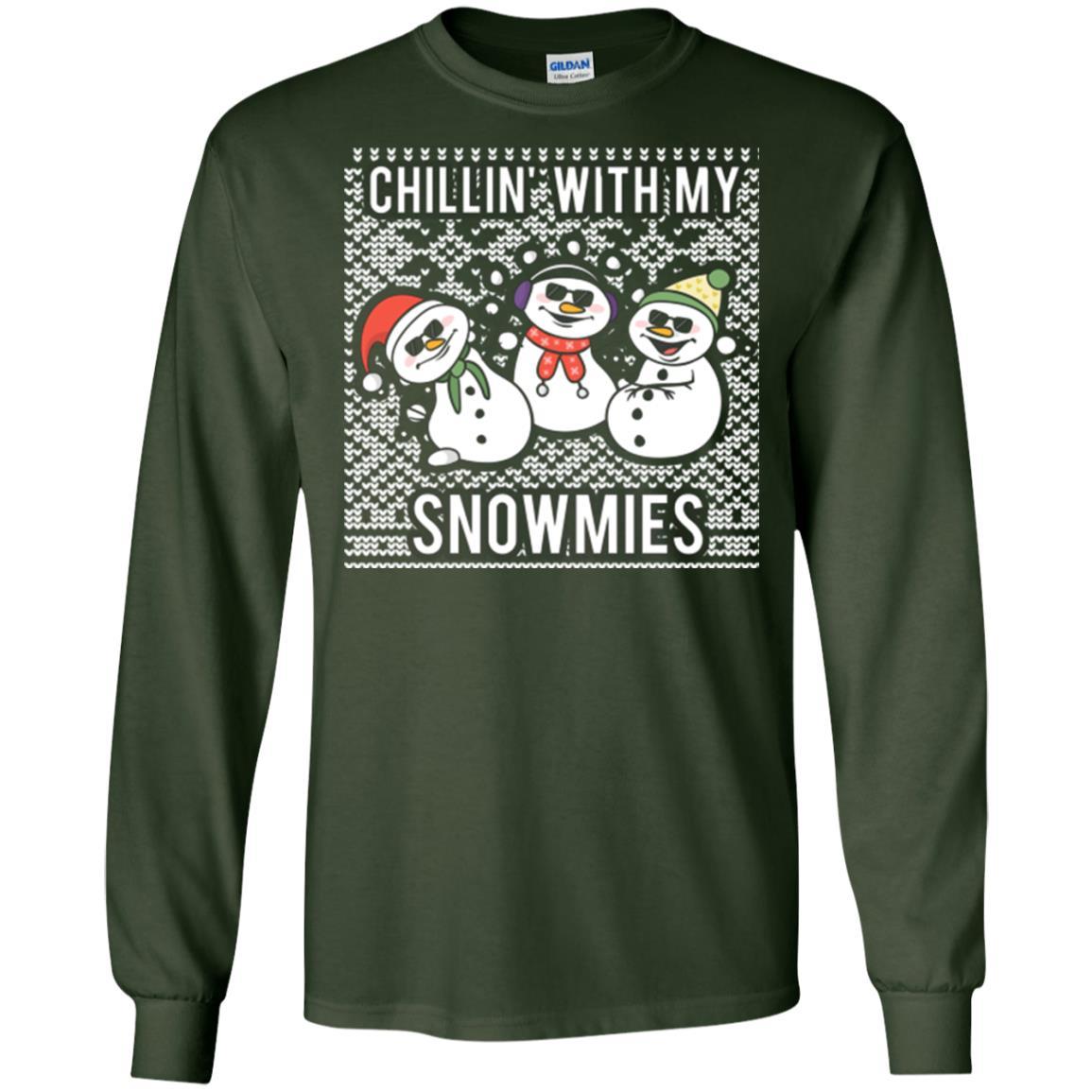 Christmas T-shirt Chillin' With My Snowmies Forest Green