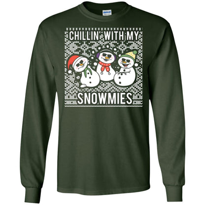 Christmas T-shirt Chillin' With My Snowmies Forest Green