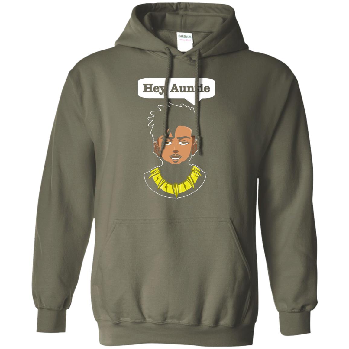 Hey Auntie Funny Saying Shirt For Black Panther Fan Military Green