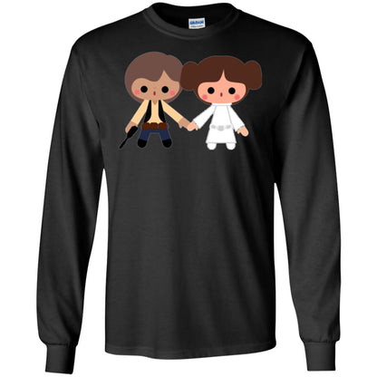 Cartoon T-shirt Han Solo Princess Leia Black