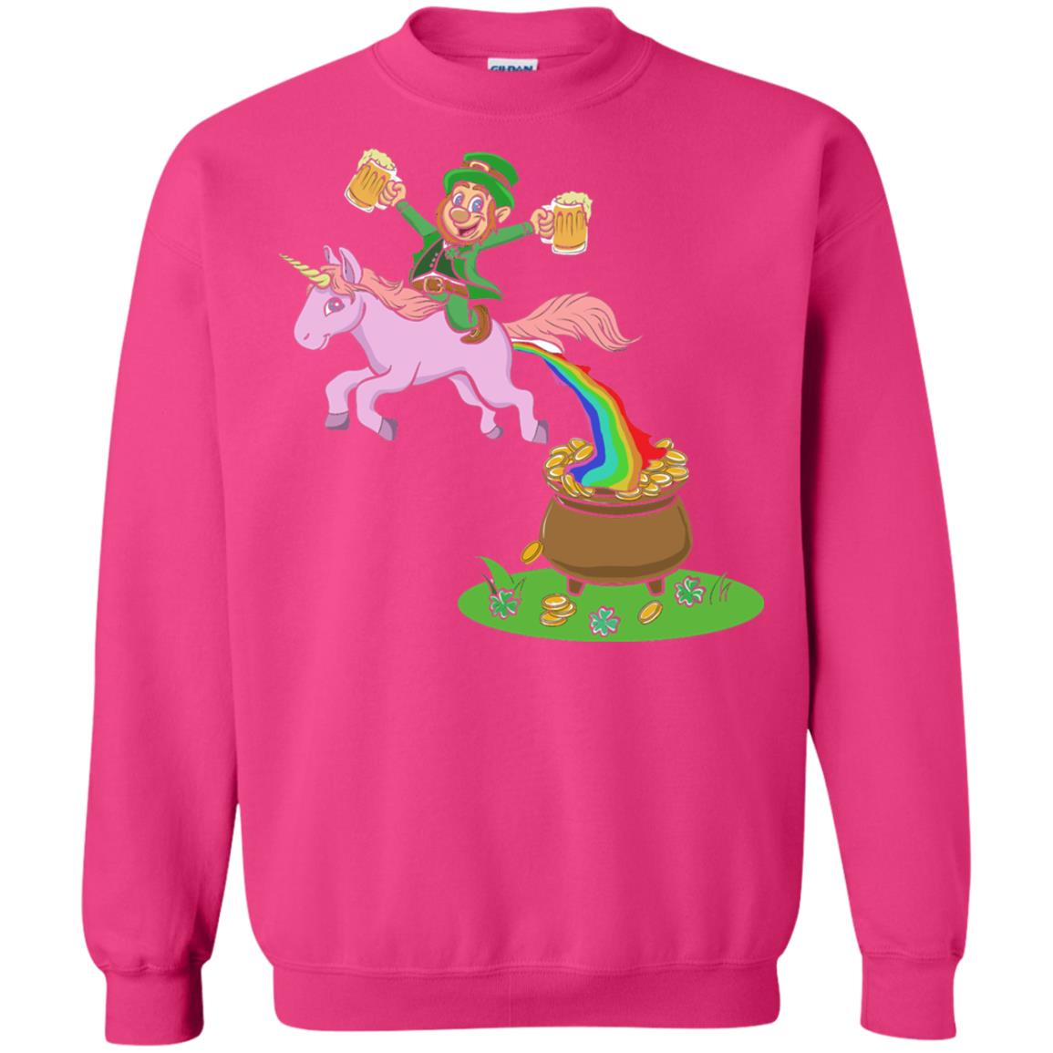 Leprechaun Riding A Unicorn Funny St Patricks Day T-shirt Heliconia