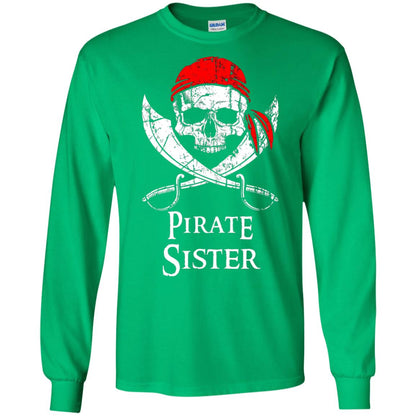 Family T-shirt Pirate Sister Jolly Roger Skull Crossbones Irish Green