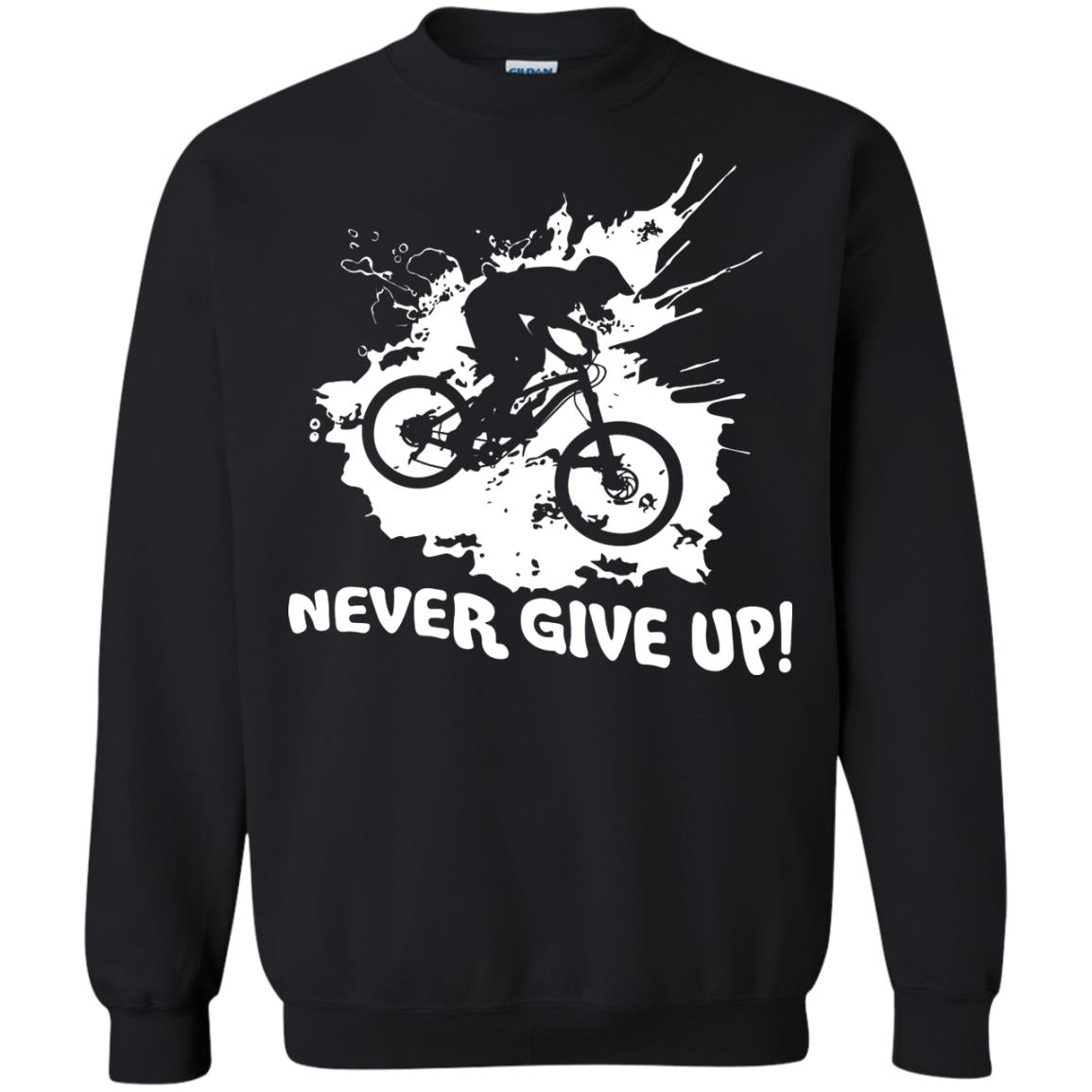 Biker T-shirt Never Give Up Black