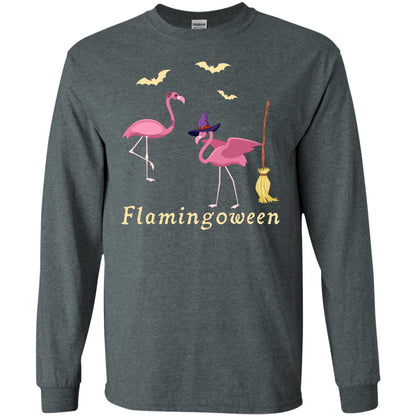 Flamingoween Flamingo Wicth Ride Stick Funny Quote On Haloween Gift Shirt Dark Heather