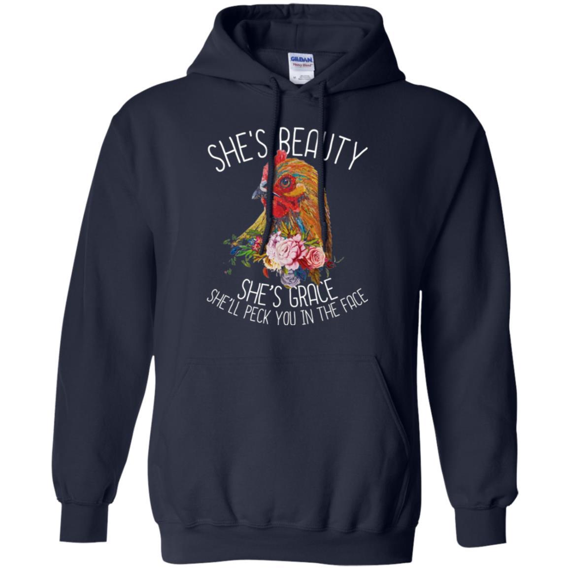 Chicken T-shirt She's Beauty She's Grace Navy