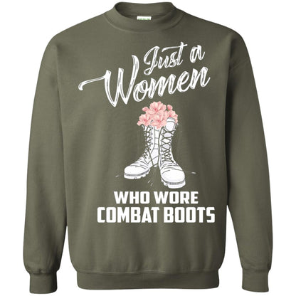 Just A Woman Who Wore Combat Boots Female Veteran T-shirt Military Green