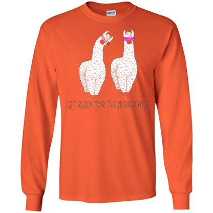 Funny Alpaca T-shirt Get Ready For The Alpacalypse Orange