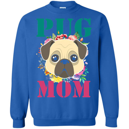 Floral Pug Mom T-shirt Puppy Pet Lover Royal
