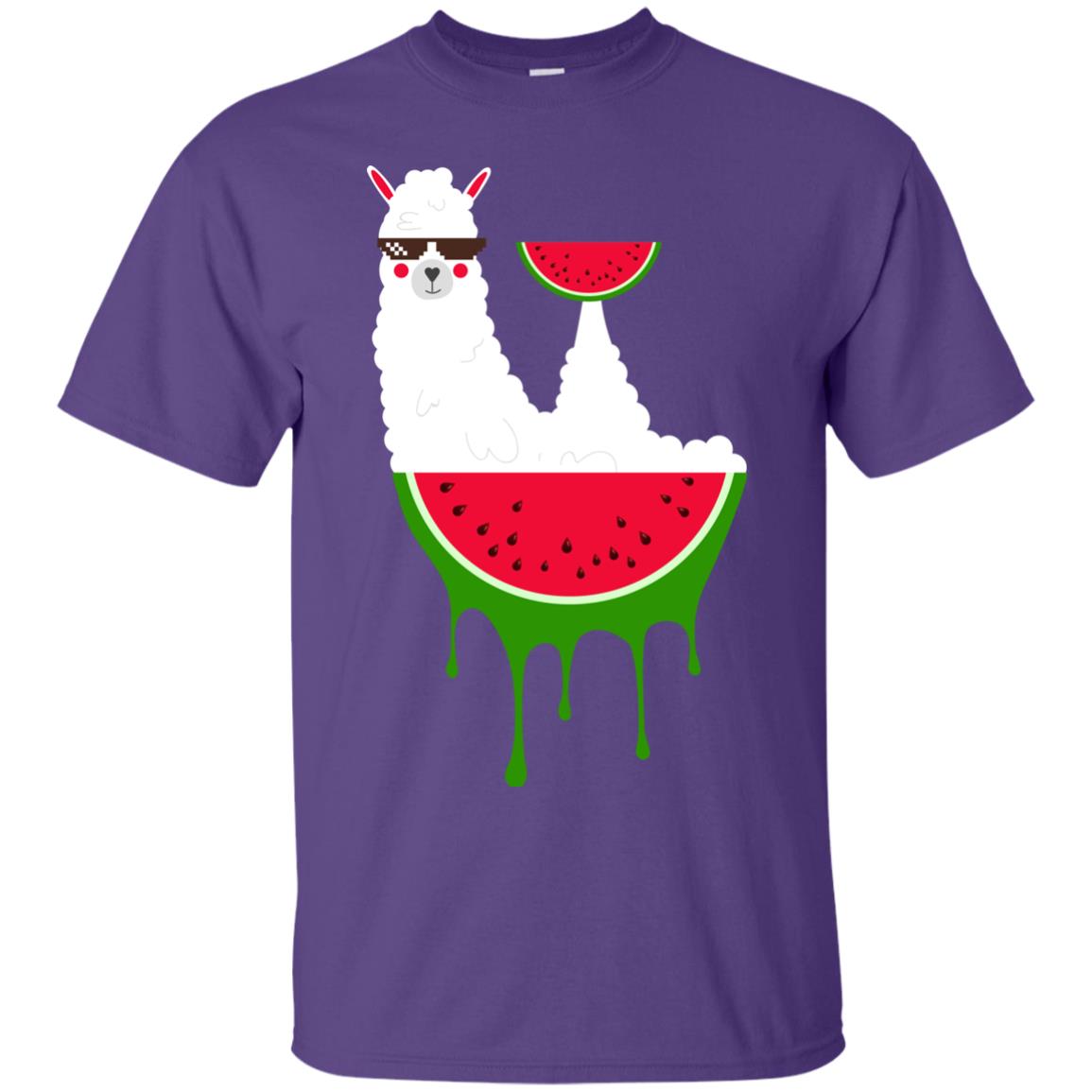 Watermelon Llama Funny Summer Melon Fruit Shirt Purple