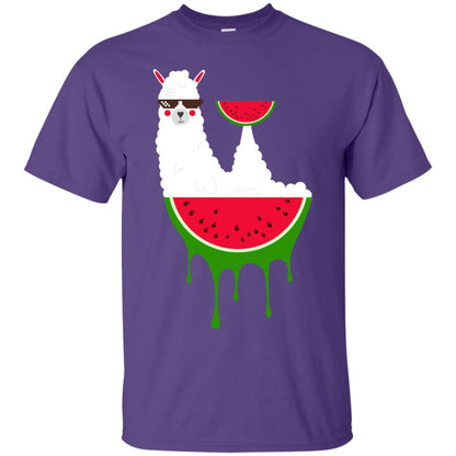 Watermelon Llama Funny Summer Melon Fruit Shirt Purple