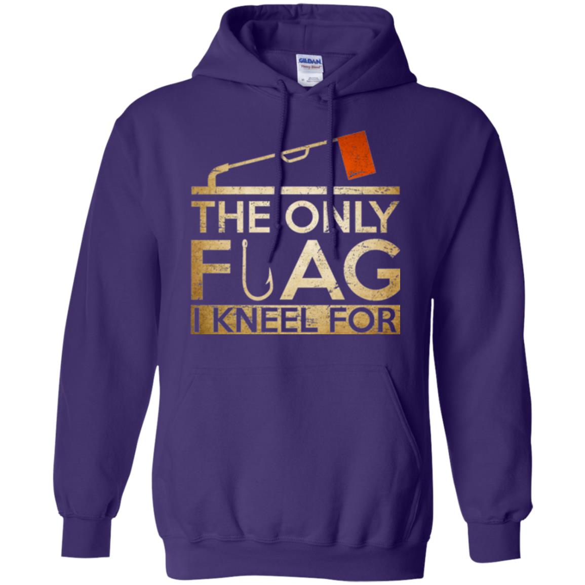 Ice Fishing T-shirt The Only Flag I Kneel For Purple