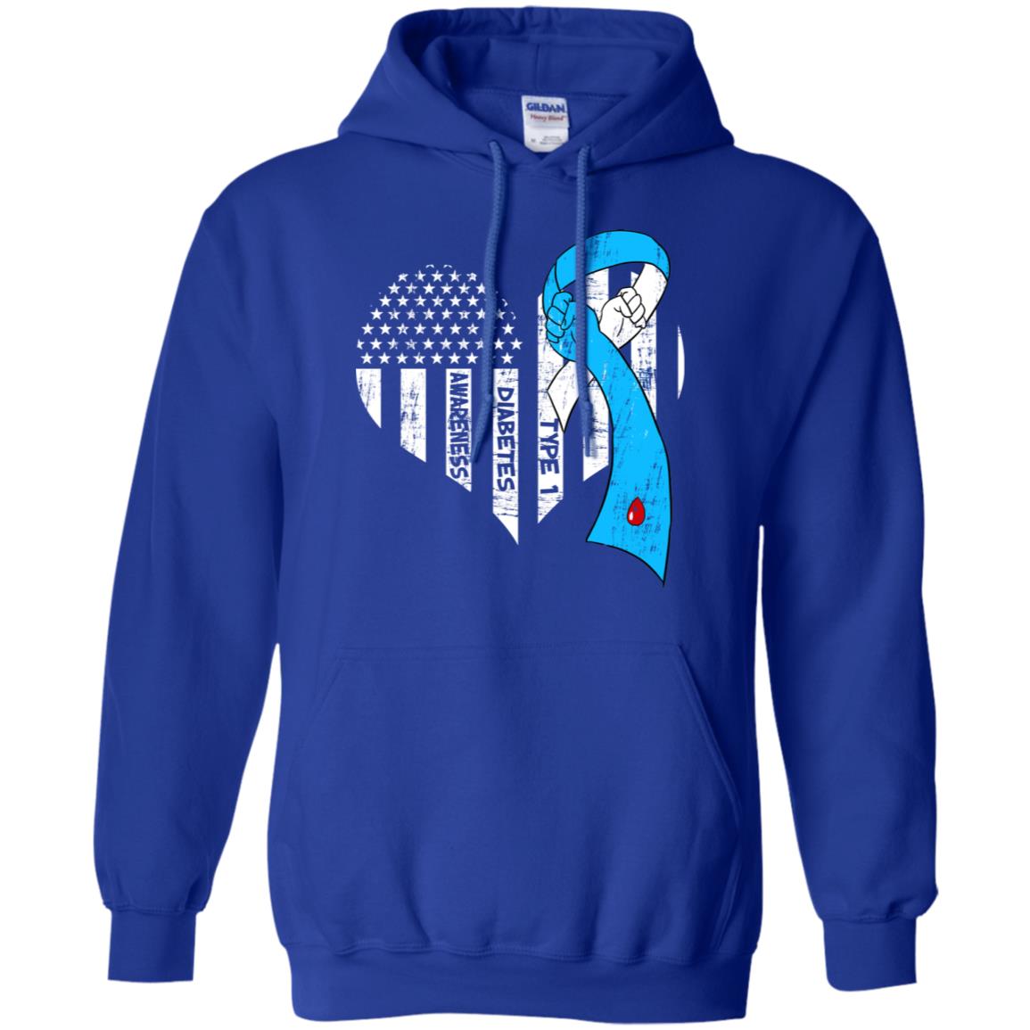 Diabetes Awareness Type 1 Ribbon Flag Shirt Royal