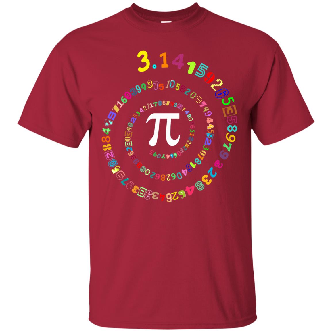 Pi Spiral Novelty Pi Day T-shirt Cardinal