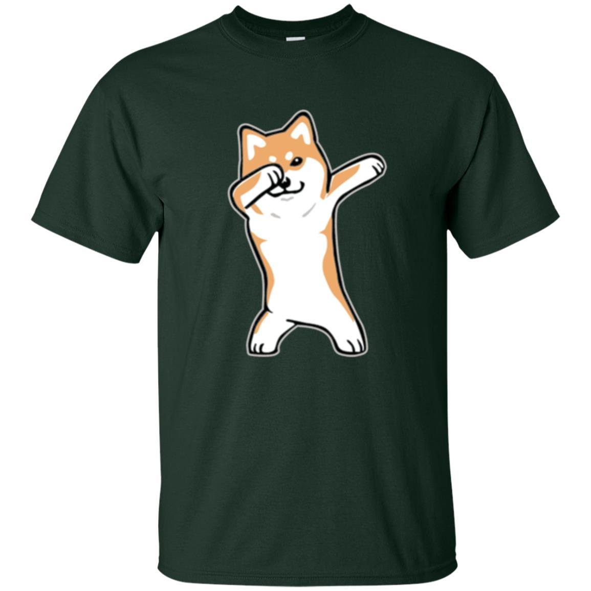 Dog Lover T-shirt Dabbing Shiba Inu Doge Forest Green