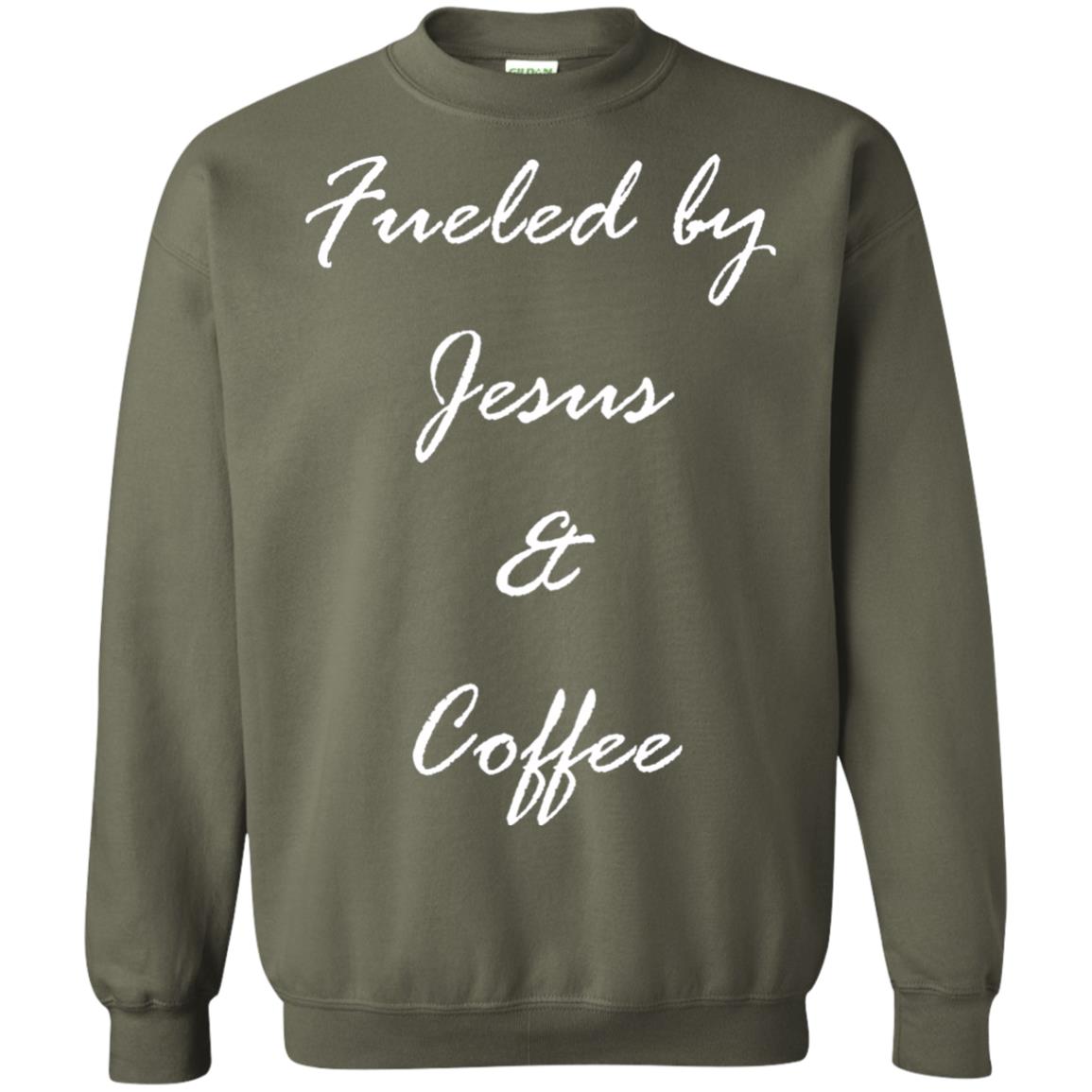 Fueled By Jesus Coffee Graphic Christian T-shirt Military Green