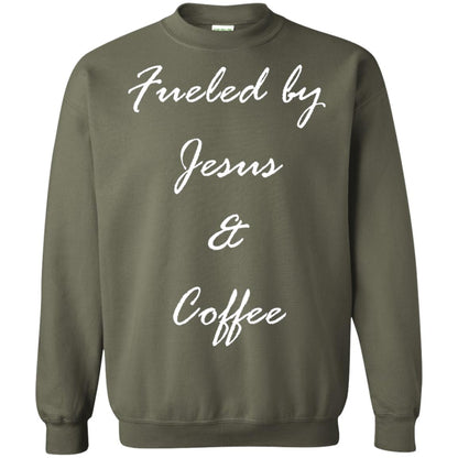 Fueled By Jesus Coffee Graphic Christian T-shirt Military Green