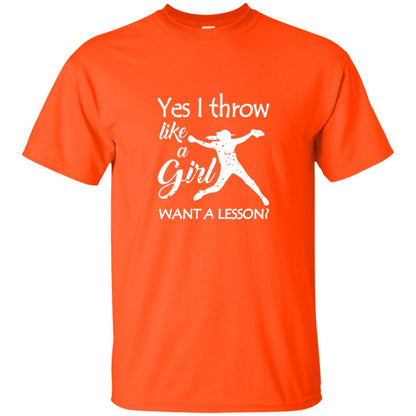 Yes I Throw Like A Girl Softball Gifts Girly Baseball Shirt Orange
