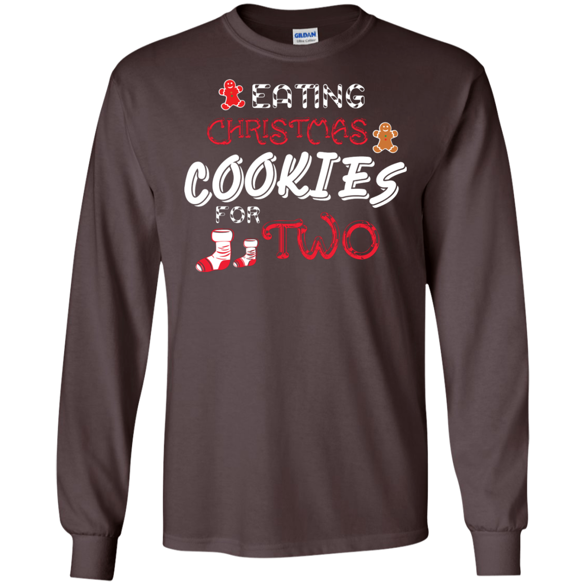 Christmas T-shirt Eating Christmas Cookies For Two Dark Chocolate