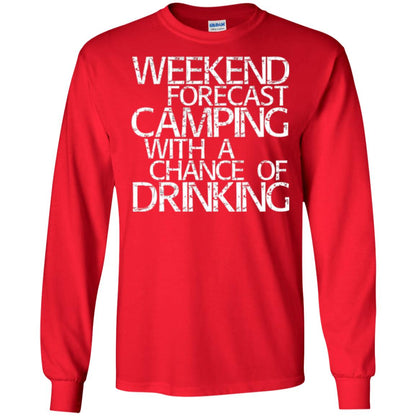 Wine Lovers T-shirt Weekend Forecast Camping Red
