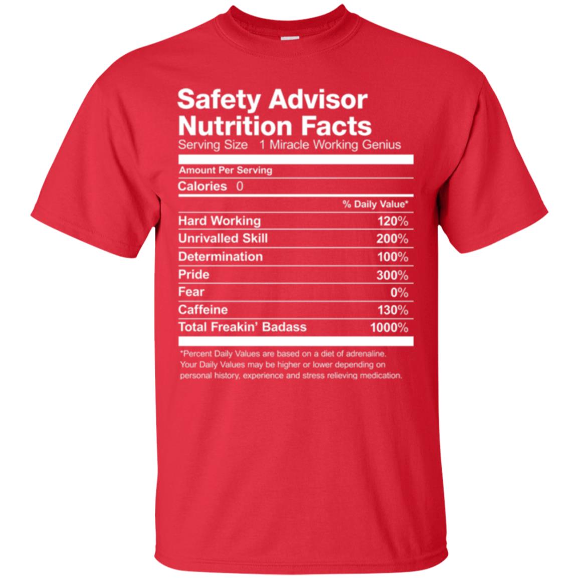 Safety Advisor Nutrition Facts Funny T-shirt Red