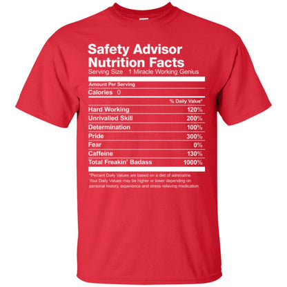 Safety Advisor Nutrition Facts Funny T-shirt Red