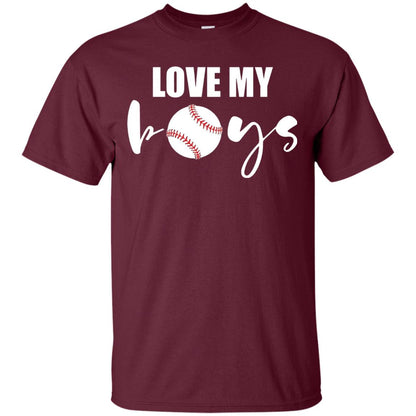 Love My Boys Mom And Dad Baseball Cheer Shirt Maroon