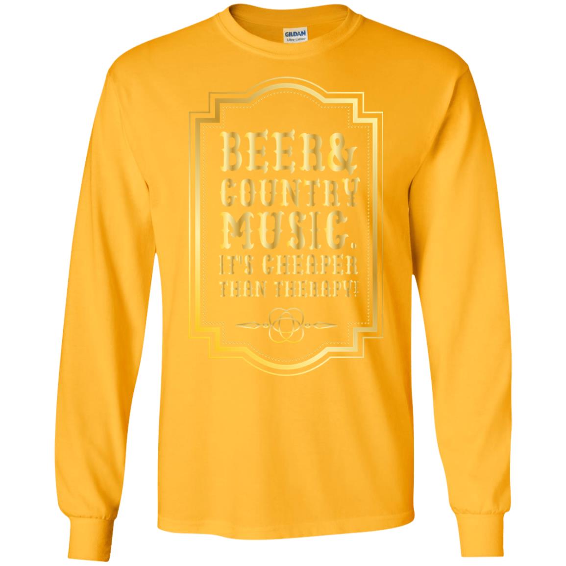 Beer Country Music Its Cheaper Than Therapy Beer Lover Shirt Gold
