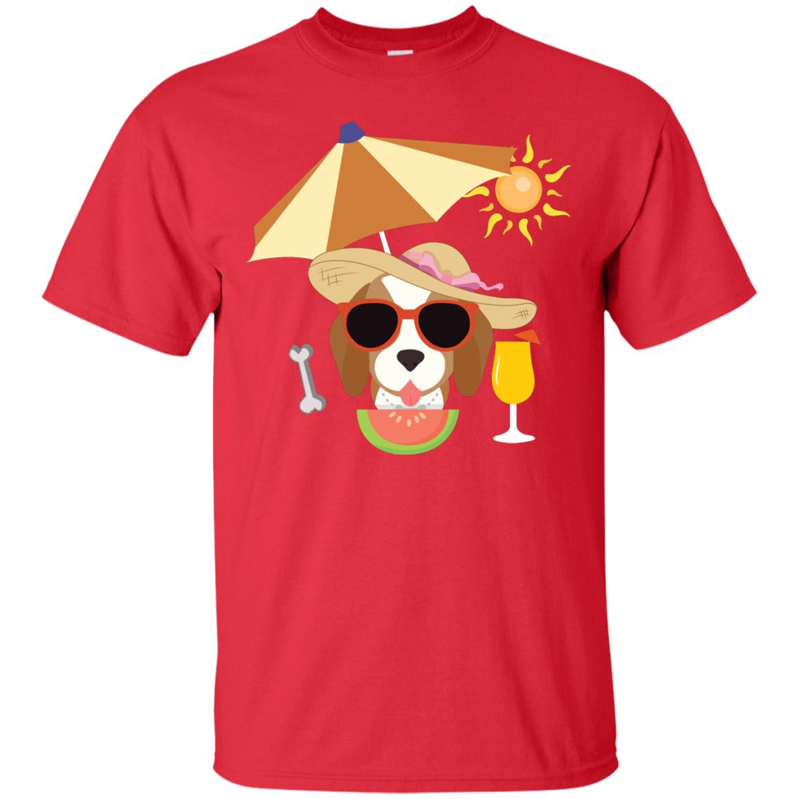 Summer With Beagle Dog Lovers Shirt Red