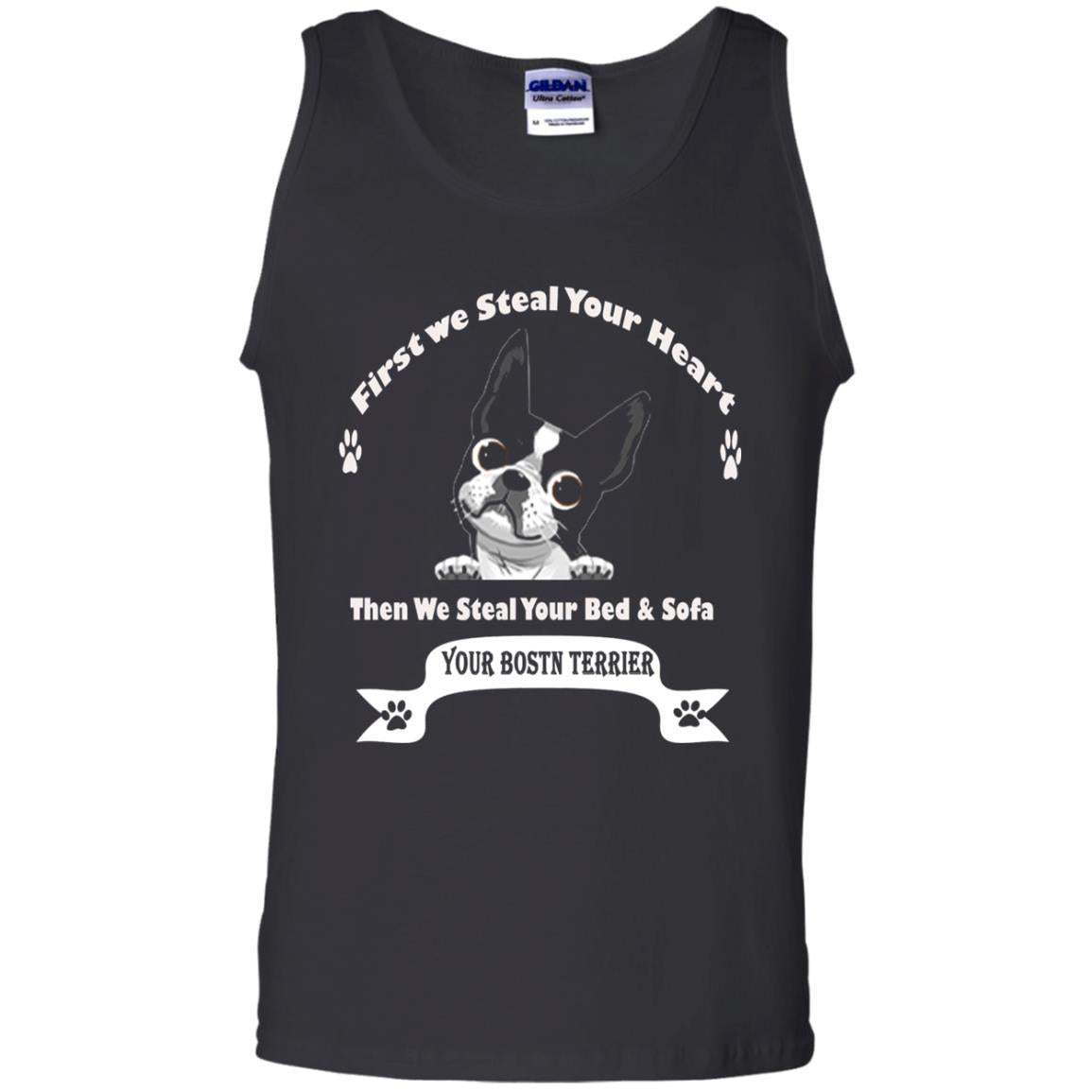 Frist We Steal Your Heart Boston Terrier T-shirt Black