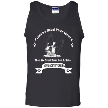 Frist We Steal Your Heart Boston Terrier T-shirt Black