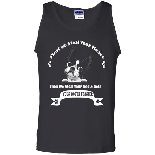 Frist We Steal Your Heart Boston Terrier T-shirt Black