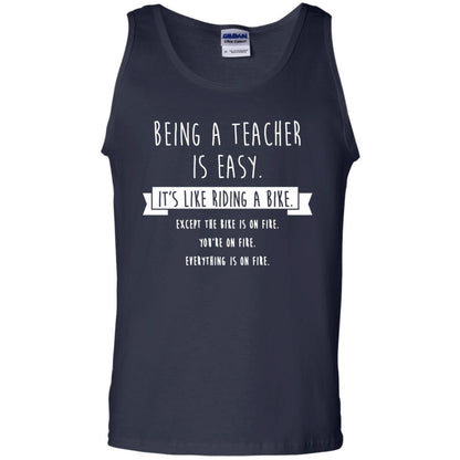 Being A Teacher Is Easy Funny Sarcastic T-shirt Navy