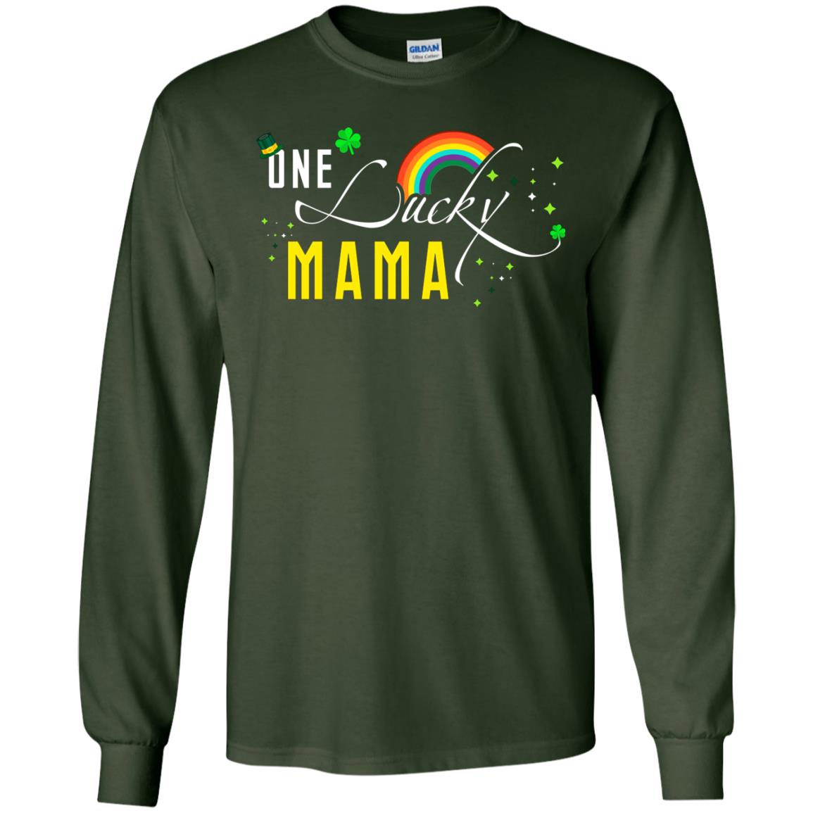One Lucky Mama St. Patrick_s Day T-shirt Forest Green