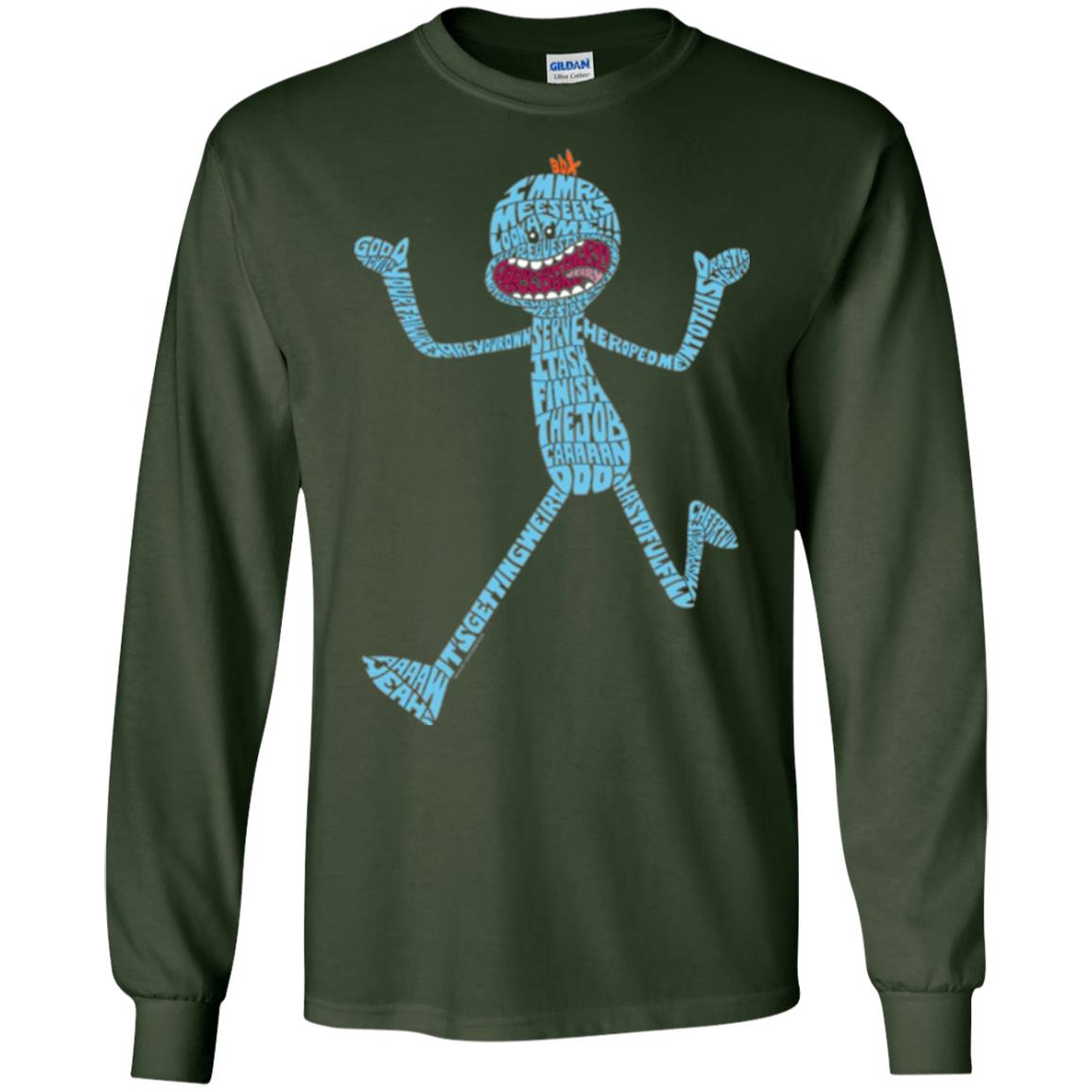 Cartoon T-shirt It_s Mr. Meeseeks Typography Forest Green