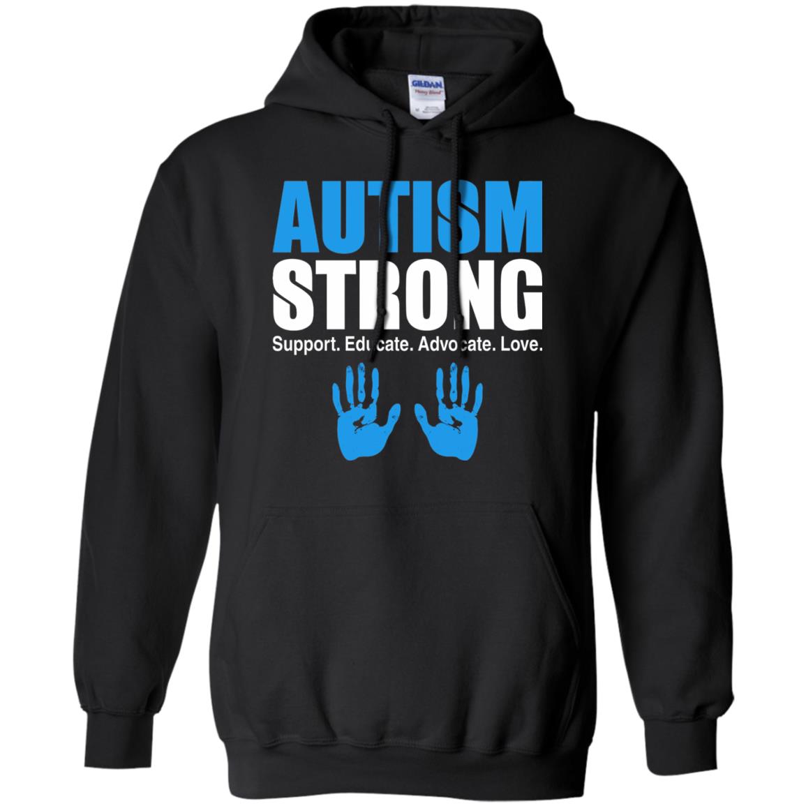 Autism Strong Support Educate Advocate Love T-shirt Black