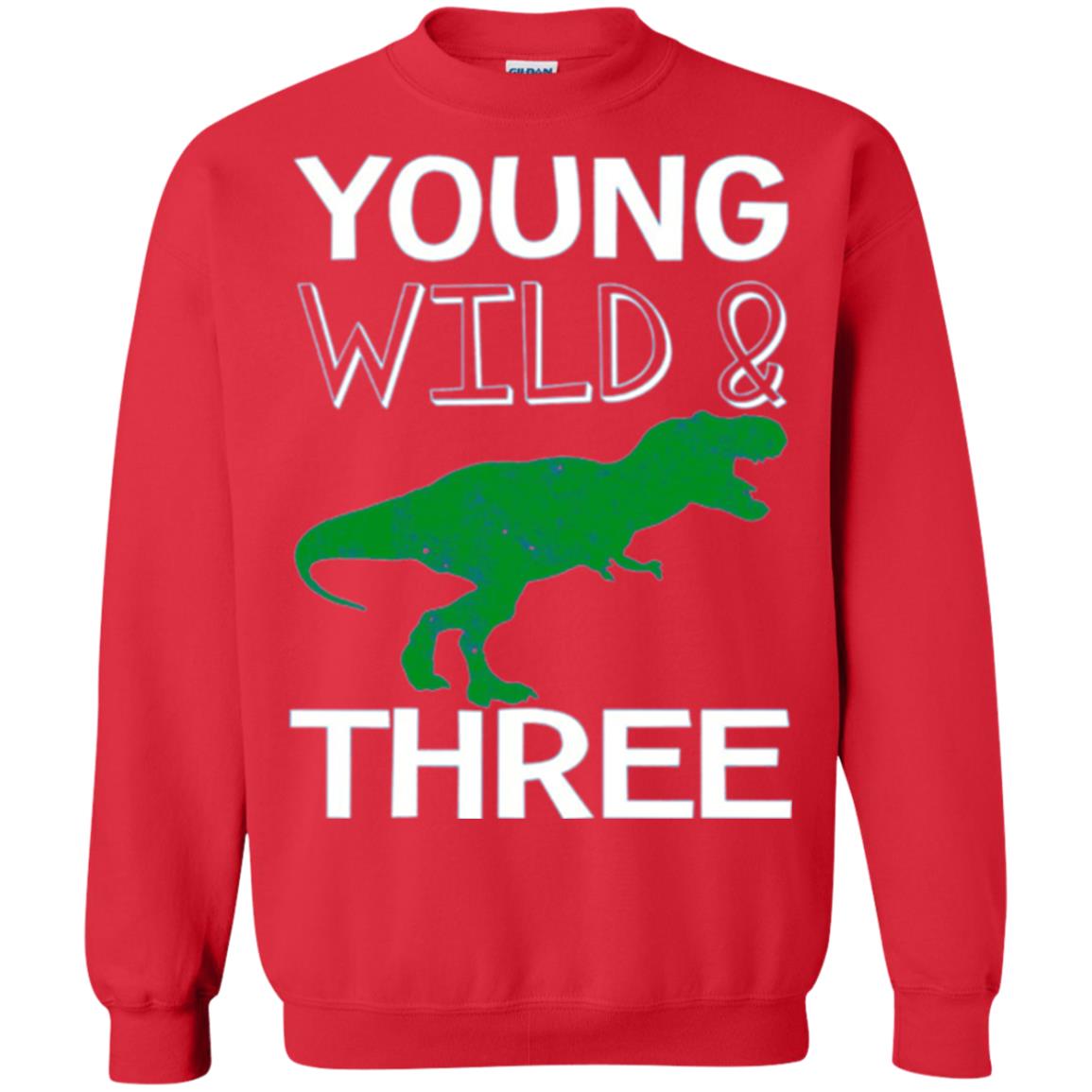 Dinosaur T-shirt Young Wild And Three Red