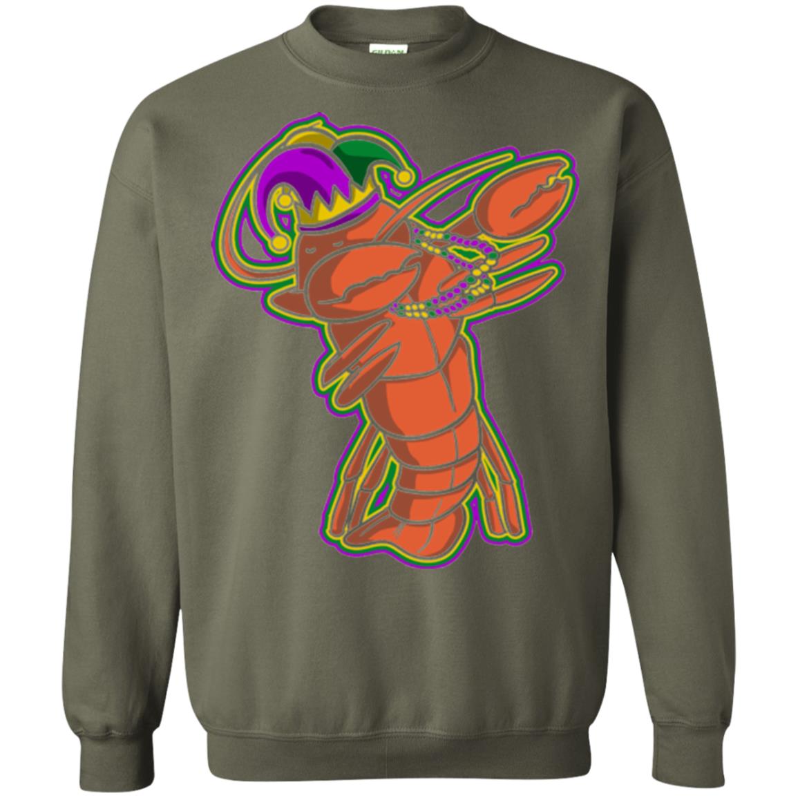 Dabbing Mardi Gras Crawfish T-shirt Mardi Gras Gift Shirt Military Green