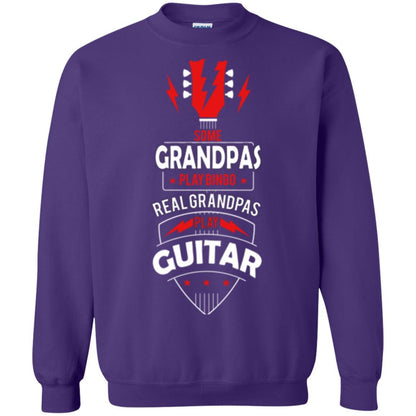 Papa T-shirt Some Grandpas Play Bingo Real Grandpas Play Guitar T-shirt Purple