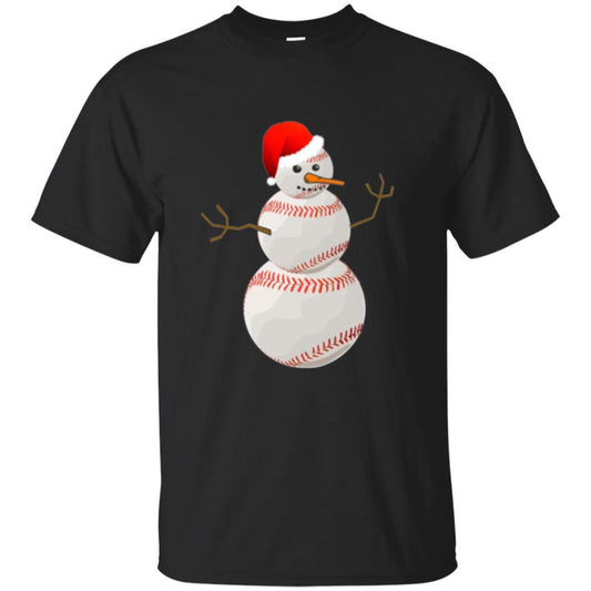 Christmas Baseball T-shirt Baseball Snowman Black