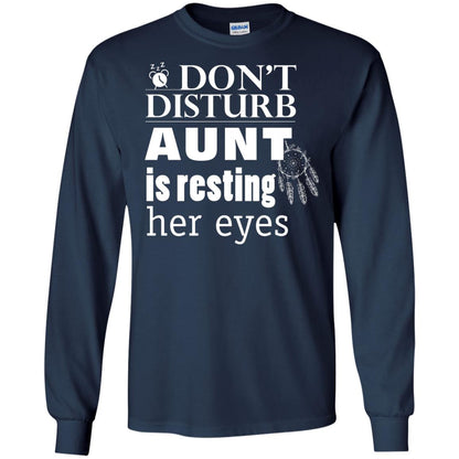 Don't Disturb Aunt Is Resting Her Eyes Funny Auntie Shirt Navy