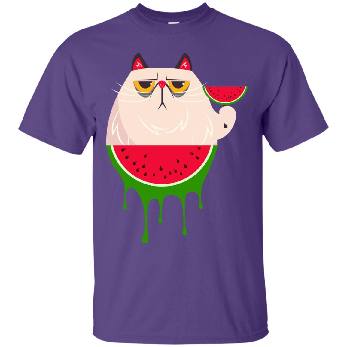 Watermelon Cat Funny Summer Melon Fruit Shirt Purple