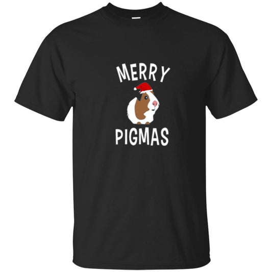 Guinea Pig Lover T-shirt Merry Christmas Pigmas Black