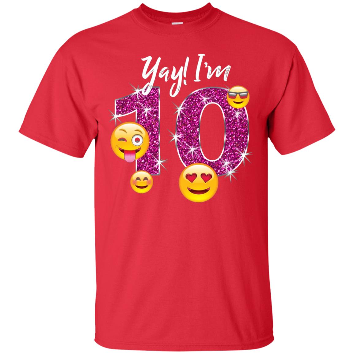 Funny Emoji Birthday 10th Birthday T-shirt Red
