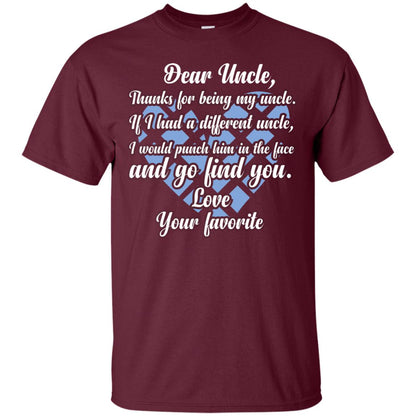 Dear Unclethank For Being My Uncle Family T-shirt Maroon