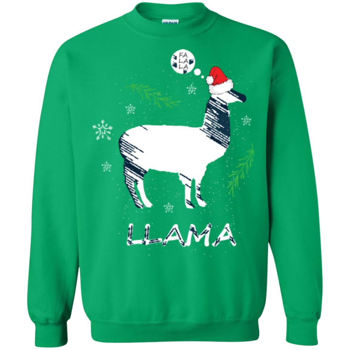 Christmas T-shirt Fa La La La Llama T-shirt Irish Green